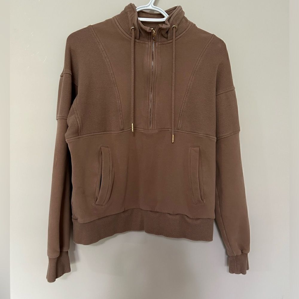 ZYIA Tan Quarter-Zip Sweatshirt - Picture 4 of 14
